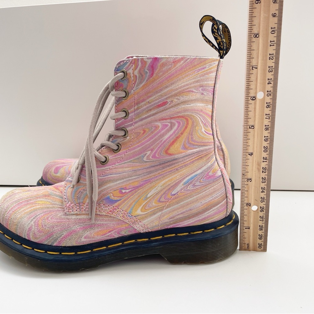 Dr Martens pascal 1460 MARBLED SUEDE LACE UP BOOTS rainbow unicorn girly combat - Picture 10 of 11